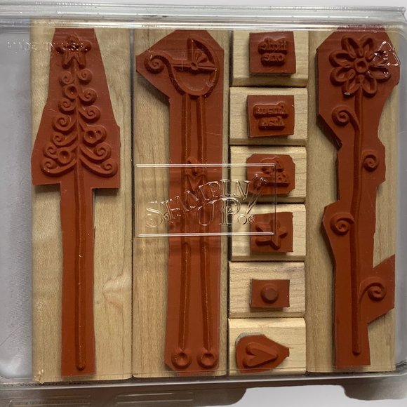 Stampin' Up NICE & NARROW Mounted Wood Stamp Set RETIRED - Picture 2 of 3